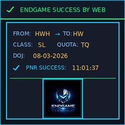 EndGame Tatkal Software booking result